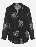 melya by melody Cămașă Neagră din Bumbac cu In Decorată cu Broderie Terkio