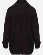 melya by melody Cămașă Neagră Oversize de Vâscoză cu In Decorată cu Aplicație Florală Finreis