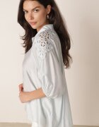 melya by melody Cămașă oversize cu inserție ajurată pe umeri Heleira Albastru deschis