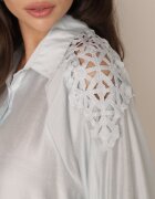 melya by melody Cămașă oversize cu inserție ajurată pe umeri Heleira Albastru deschis