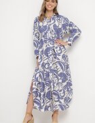 melya by melody Cămașă-rochie Alb-Violet cu nasturi cu volan Lavernia