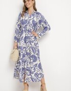melya by melody Cămașă-rochie Alb-Violet cu nasturi cu volan Lavernia