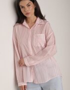 melya by melody Cămașă Roz Croială oversize din Tencel în dungi Decorată cu broderie Tidine