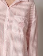 melya by melody Cămașă Roz Croială oversize din Tencel în dungi Decorată cu broderie Tidine