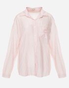 melya by melody Cămașă Roz Croială oversize din Tencel în dungi Decorată cu broderie Tidine