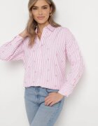 melya by melody Cămașă roz de bumbac în dungi cu inimi brodate Sanileni