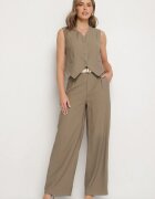 melya by melody Costum Verde din Viscoză Pantaloni și Vestă Sorveia