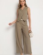 melya by melody Costum Verde din Viscoză Pantaloni și Vestă Sorveia