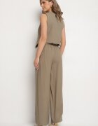 melya by melody Costum Verde din Viscoză Pantaloni și Vestă Sorveia