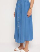 melya by melody Fustă Albastră Maxi cu Nasturi și Elastic în Talie Aurorsa
