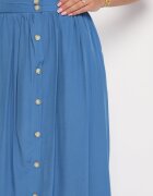 melya by melody Fustă Albastră Maxi cu Nasturi și Elastic în Talie Aurorsa
