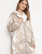 melya by melody Geacă Albă Reversibilă cu Glugă Nedetașabilă și Efect Metalic Lirednil