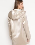 melya by melody Geacă Albă Reversibilă cu Glugă Nedetașabilă și Efect Metalic Lirednil