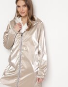 melya by melody Geacă Bej deschis Reversibilă cu Glugă Fixă și Efect Metalic Lirednil