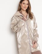melya by melody Geacă bej reversibilă cu glugă nedetașabilă și efect metalic Lirednil