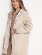 melya by melody Geacă bej reversibilă cu glugă nedetașabilă și efect metalic Lirednil
