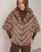melya by melody Geacă Blană Bej Oversize cu Glugă și Mâneci 3/4 Idanne