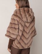 melya by melody Geacă Blană Bej Oversize cu Glugă și Mâneci 3/4 Idanne