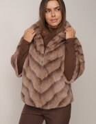 melya by melody Geacă Blană Bej Oversize cu Glugă și Mâneci 3/4 Idanne