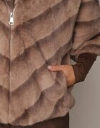 melya by melody Geacă Blană Bej Oversize cu Glugă și Mâneci 3/4 Idanne
