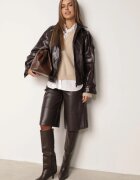 melya by melody Geacă de tranziție bomber din imitație de piele cu guler înalt Forsycja Maro