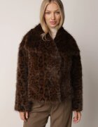 melya by melody Geacă Maro Blăniță cu imprimeu leopard cu buzunare oblice Nelaella