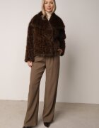 melya by melody Geacă Maro Blăniță cu imprimeu leopard cu buzunare oblice Nelaella