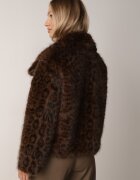 melya by melody Geacă Maro Blăniță cu imprimeu leopard cu buzunare oblice Nelaella