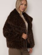 melya by melody Geacă Maro Blăniță cu imprimeu leopard cu buzunare oblice Nelaella
