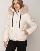 melya by melody Geacă matlasată de iarnă cu croi universal cu glugă cu blană Zaraella Bej deschis