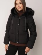 melya by melody Geacă matlasată de iarnă cu croi universal cu glugă cu blană Zaraella Neagră