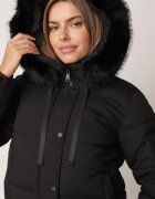melya by melody Geacă matlasată de iarnă cu croi universal cu glugă cu blană Zaraella Neagră