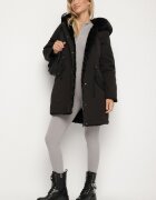 melya by melody Geacă Parka Negru Reversibilă cu Blană cu Glugă Alorrise