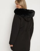 melya by melody Geacă Parka Negru Reversibilă cu Blană cu Glugă Alorrise