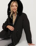 melya by melody Geacă Parka Negru Reversibilă cu Blană cu Glugă Alorrise