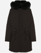 melya by melody Geacă Parka Negru Reversibilă cu Blană cu Glugă Alorrise