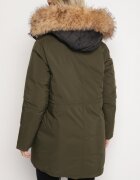 melya by melody Geacă Parka Verde cu Fermoar Dublu și Glugă cu Blană Detașabilă Ediliria