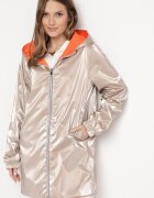 melya by melody Geacă Portocalie Reversibilă cu Glugă Nedetașabilă și Efect Metalic Lirednil