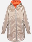 melya by melody Geacă Portocalie Reversibilă cu Glugă Nedetașabilă și Efect Metalic Lirednil