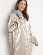 melya by melody Geacă Reversibilă Albastru deschis cu Glugă Neatașabilă și Efect Metalic Lirednil