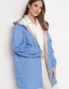 melya by melody Geacă Reversibilă Albastru deschis cu Glugă Neatașabilă și Efect Metalic Lirednil