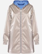melya by melody Geacă Reversibilă Albastru deschis cu Glugă Neatașabilă și Efect Metalic Lirednil