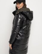 melya by melody Jachetă matlasată Negru-Verde Reversibilă cu Glugă Detașabilă Foarte Călduroasă Renirra