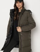 melya by melody Jachetă matlasată Negru-Verde Reversibilă cu Glugă Detașabilă Foarte Călduroasă Renirra