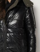 melya by melody Jachetă matlasată Negru-Verde Reversibilă cu Glugă Detașabilă Foarte Călduroasă Renirra