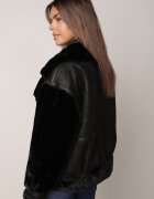 melya by melody Jachetă Neagră Biker cu blăniță Burena