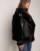 melya by melody Jachetă Neagră Biker cu blăniță Burena