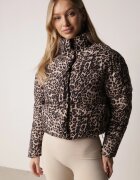 melya by melody Jachetă Scurtă Matlasată Maro cu Leopard Finisată cu manșete elastice Ivinia