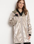 melya by melody Jachetă Verde închis Reversibilă cu Glugă Fixă și cu Efect Metalic Lirednil