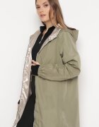 melya by melody Jachetă Verde închis Reversibilă cu Glugă Fixă și cu Efect Metalic Lirednil